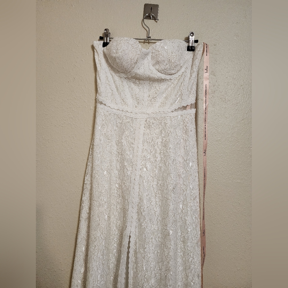 Lulus Eldoria White Lace Strapless Bustier Maxi Dress S Wedding Bridal Party - Picture 8 of 11